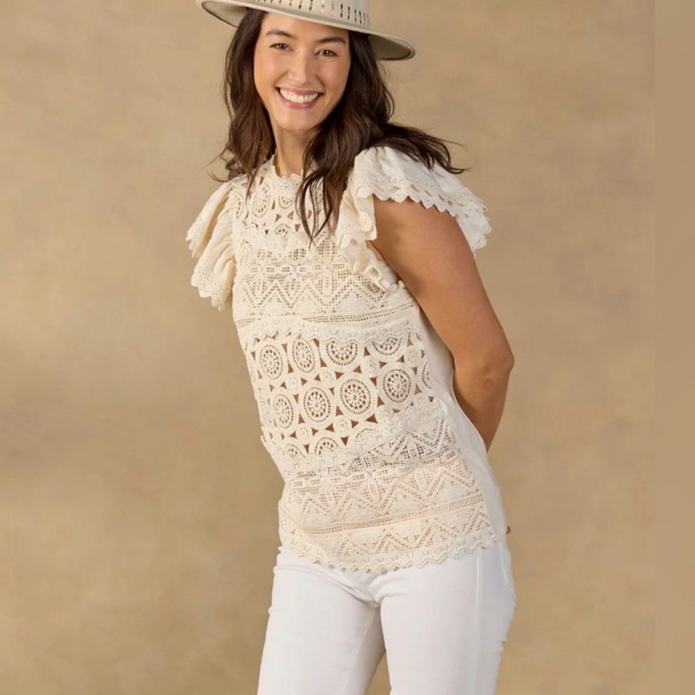 NWT Sundance White Lace Blouse
